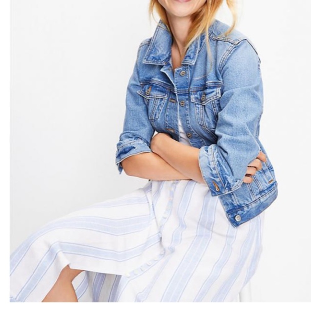 LOFT Button Trim Pull On Midi Skirt